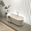 Elegant Pleated Freestanding Bathtub - Spacious & Stylish in Gloss White