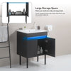 Sleek Black Bathroom Vanity with Radar Light & Ample Storage