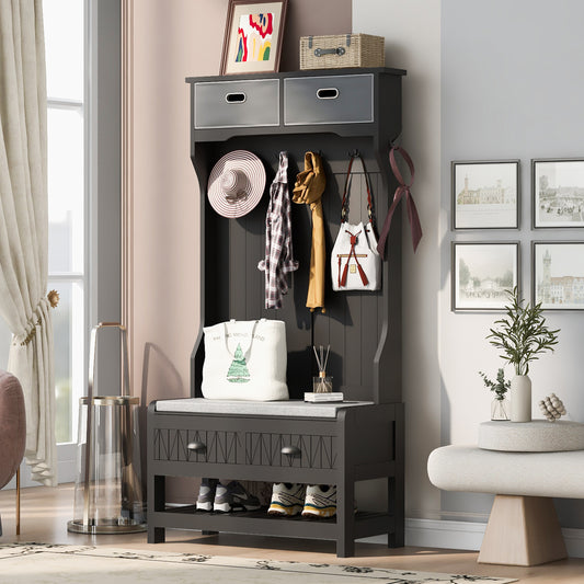 Versatile Entryway Bench with Hooks and Storage