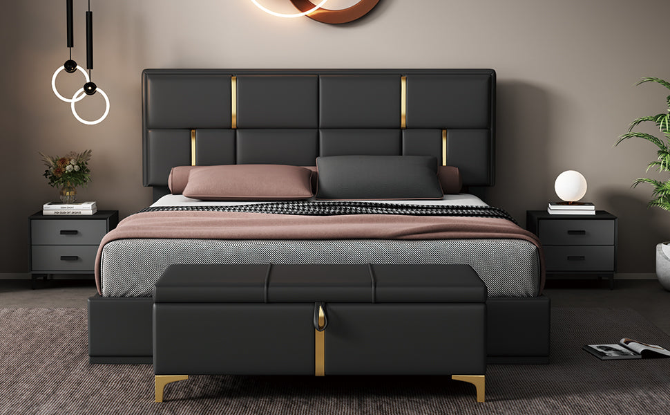 Stylish Queen Bed Set with Hidden Storage