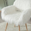 Chic White Faux Fur Makeup Chair with Metal Legs