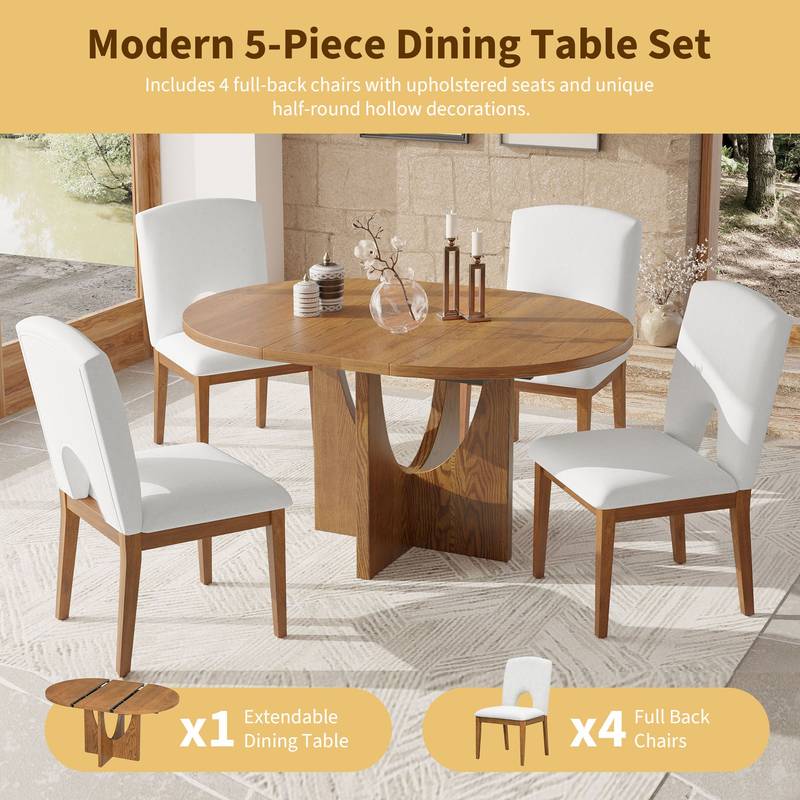 Cozy Walnut Dining Set with Extendable Table