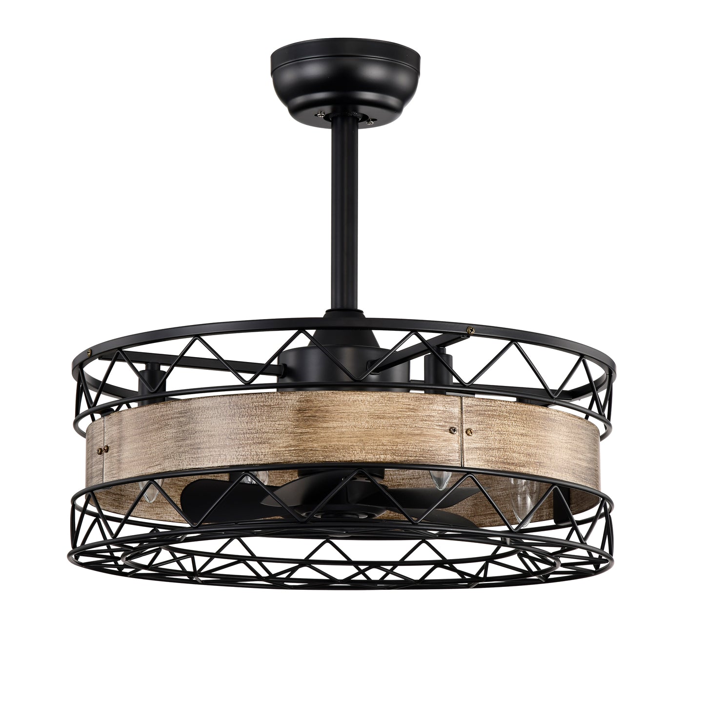 Rustic Caged Ceiling Fan with Remote - Perfect for Your Farmhouse!