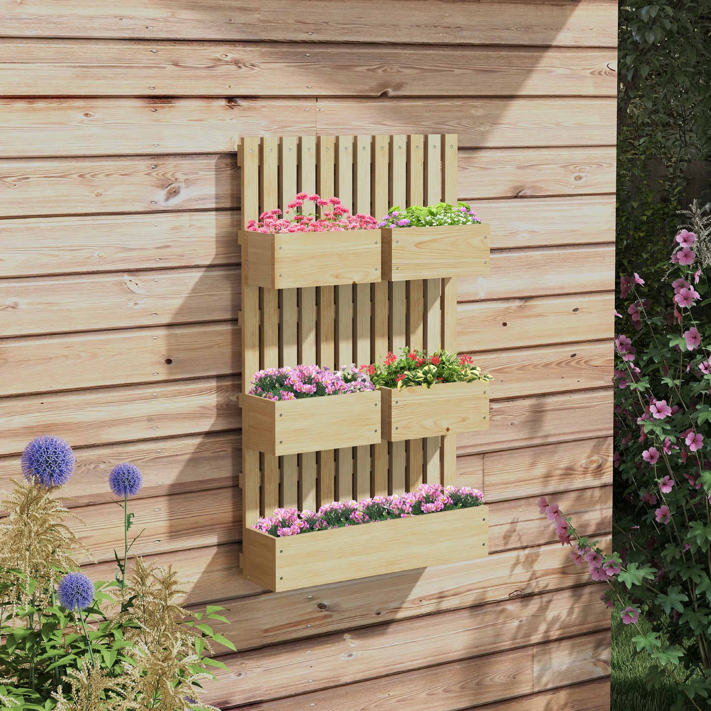 Vertical Garden Delight: Raised Planter with Trellis for Climbing Plants