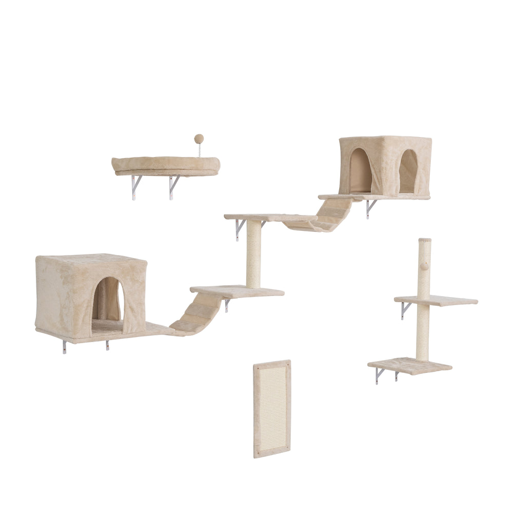 Elevated Cat Haven: Wall-Mounted Condo & Play Zone