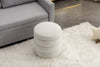 Ivory Velvet Round Ottoman
