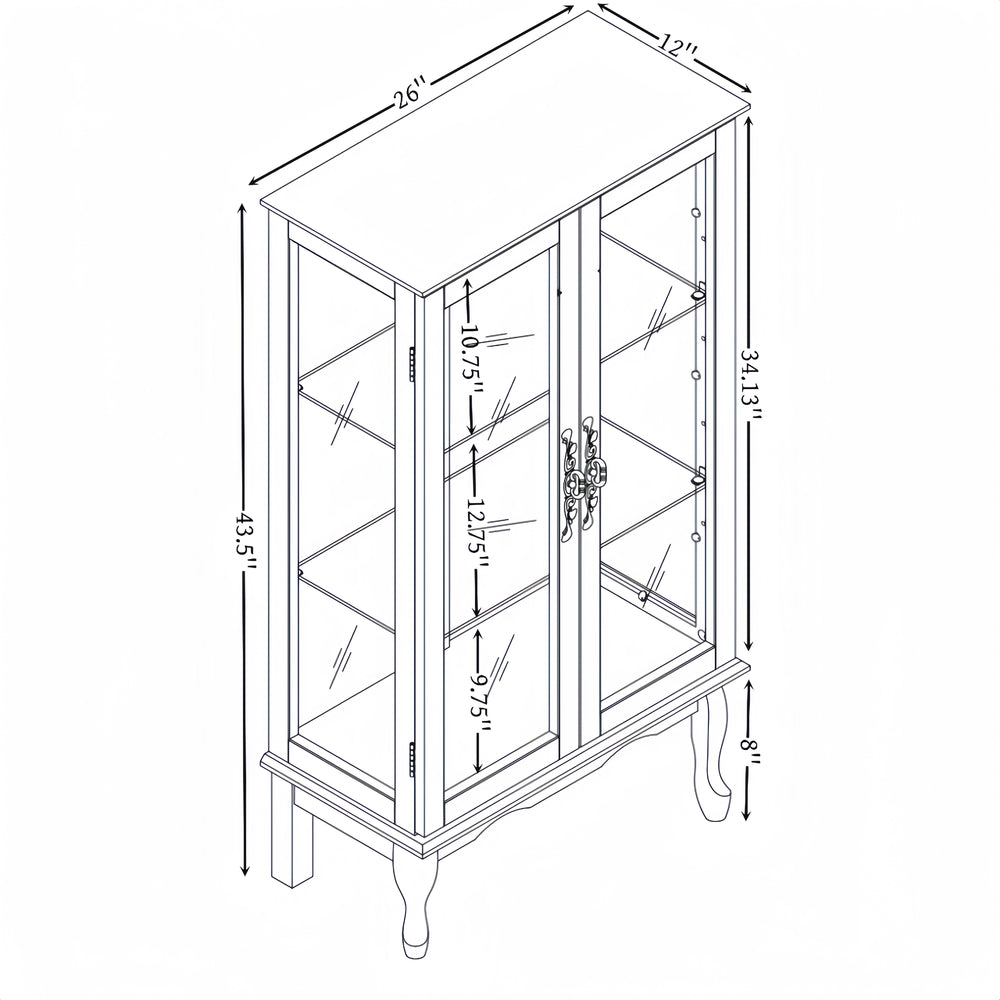 Charming Lighted Curio Cabinet with Glass Doors