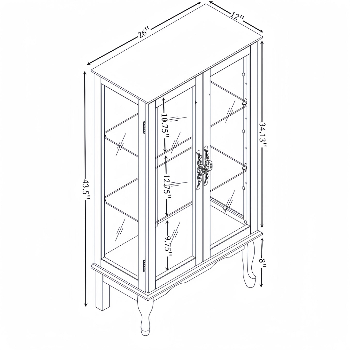 Elegant Lighted Curio Cabinet with Adjustable Shelves