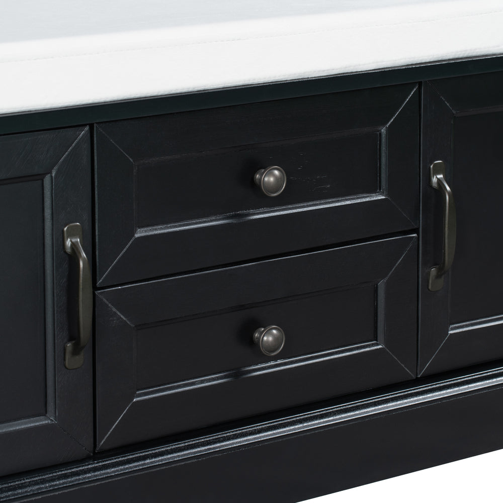 Stylish Storage Bench with Cushioned Top and Dual Drawers