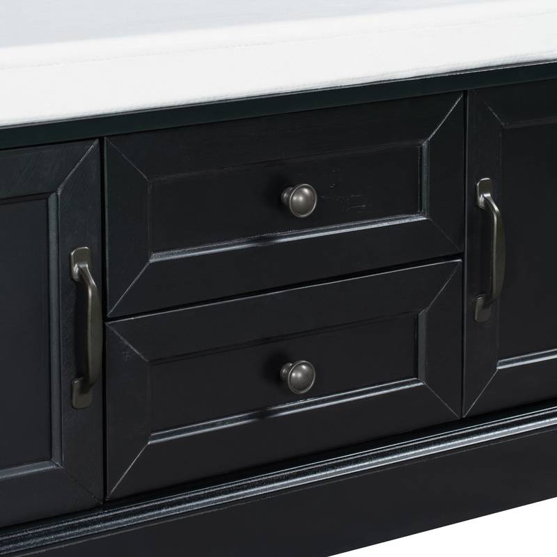 Stylish Storage Bench with Cushioned Top and Dual Drawers