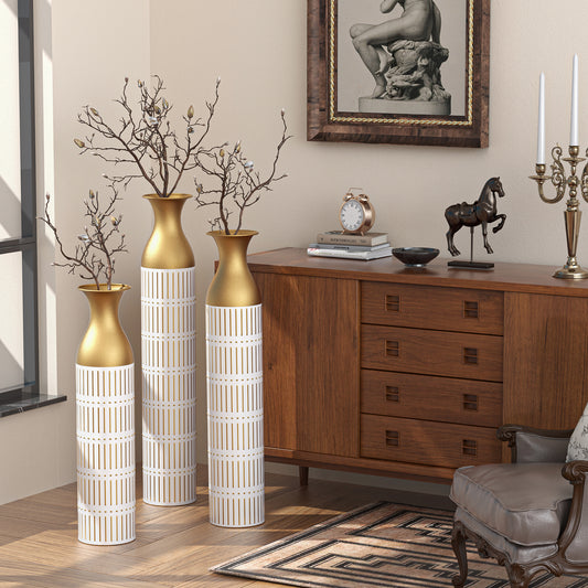 Chic Glazed Metal Vases Set