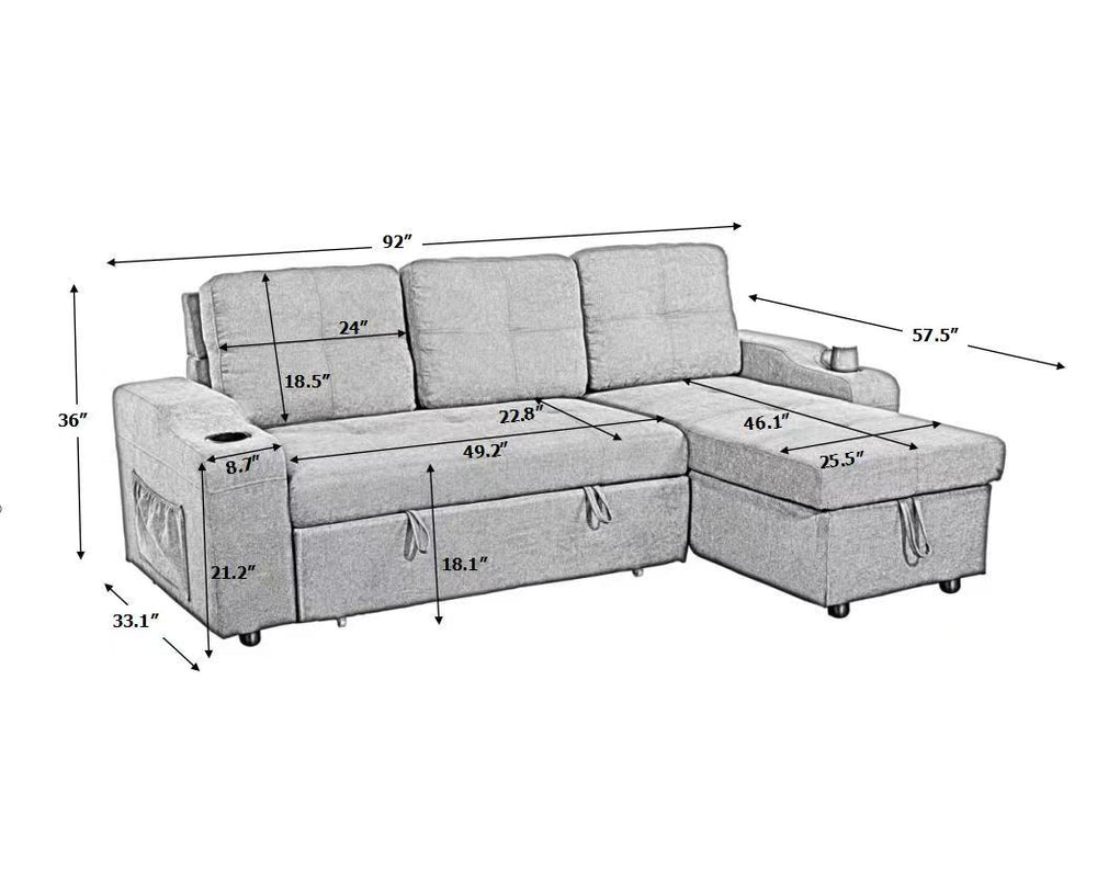 Cozy Corner Convertible Sofa with Storage