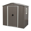 “Spacious Gray Metal Outdoor Shed with Window”