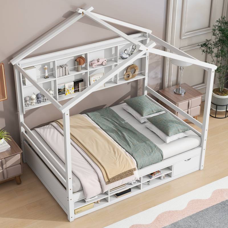 Cozy Haven Bed with Roof & Storage