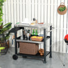 Outsunny Versatile Grill Cart with Stainless Steel Top and Wheels