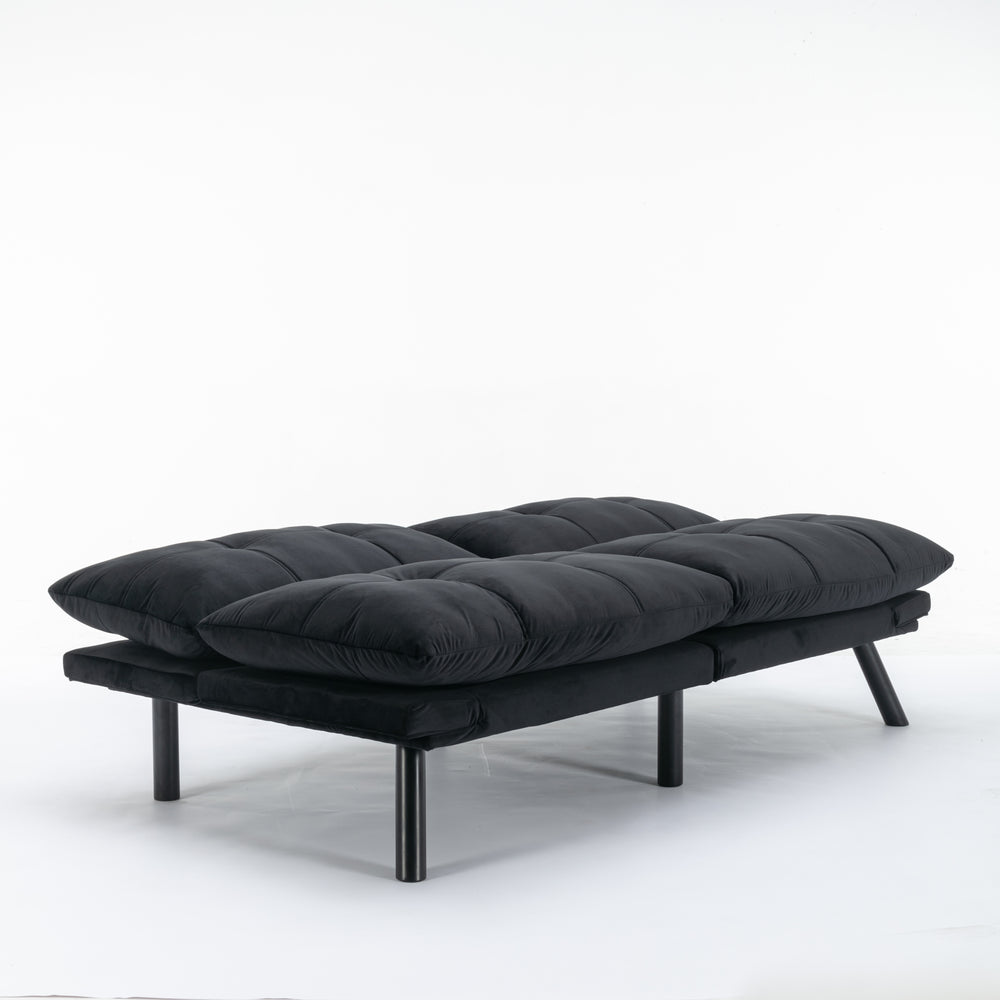 Sleek Black Convertible Sofa Bed