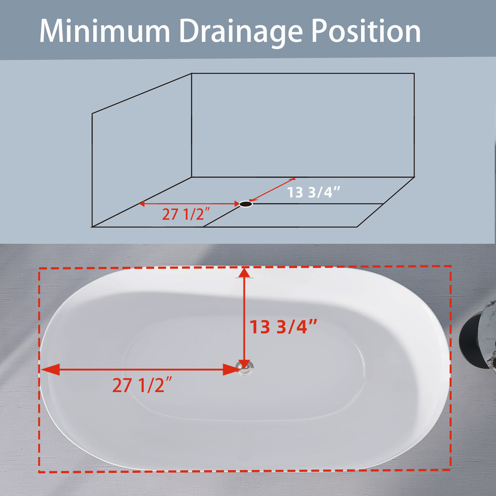 Sleek White Freestanding Soaking Tub with Pop-Up Drain