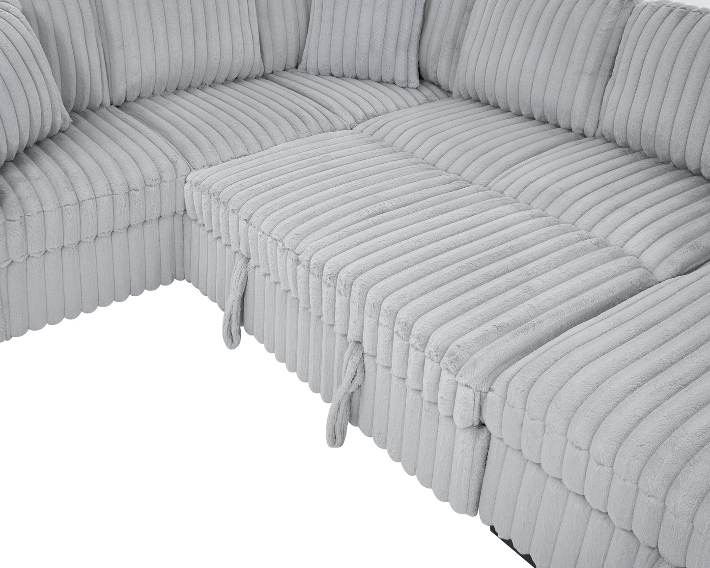 Cozy USB Sofa Bed: Plush U-Shaped Sectional with Storage and Comfort