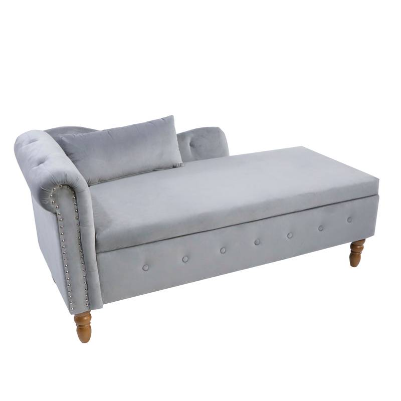 Velvet Dream Lounge Chair with Storage & Pillow