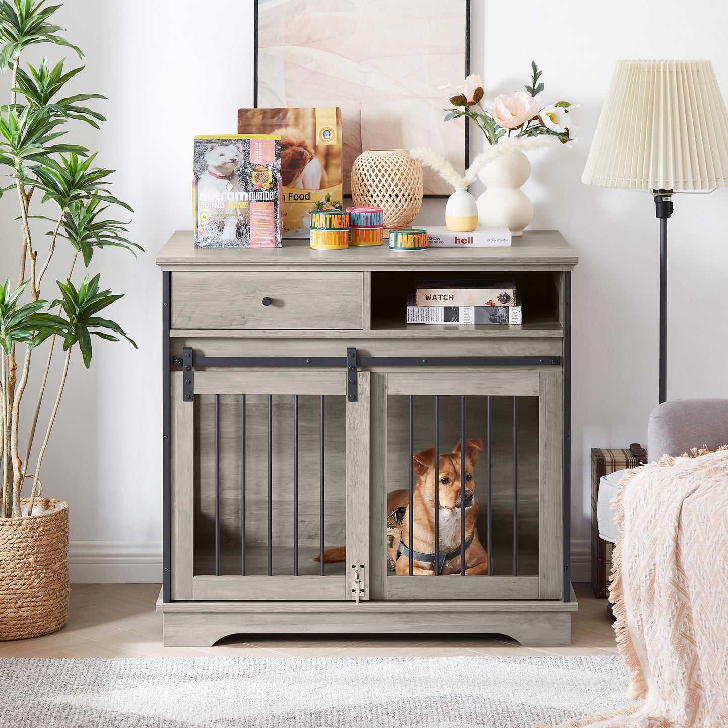 Cozy Slider Dog Den with Storage Drawers