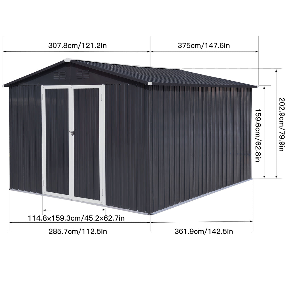 Stylish Dark-Grey Outdoor Storage Shed