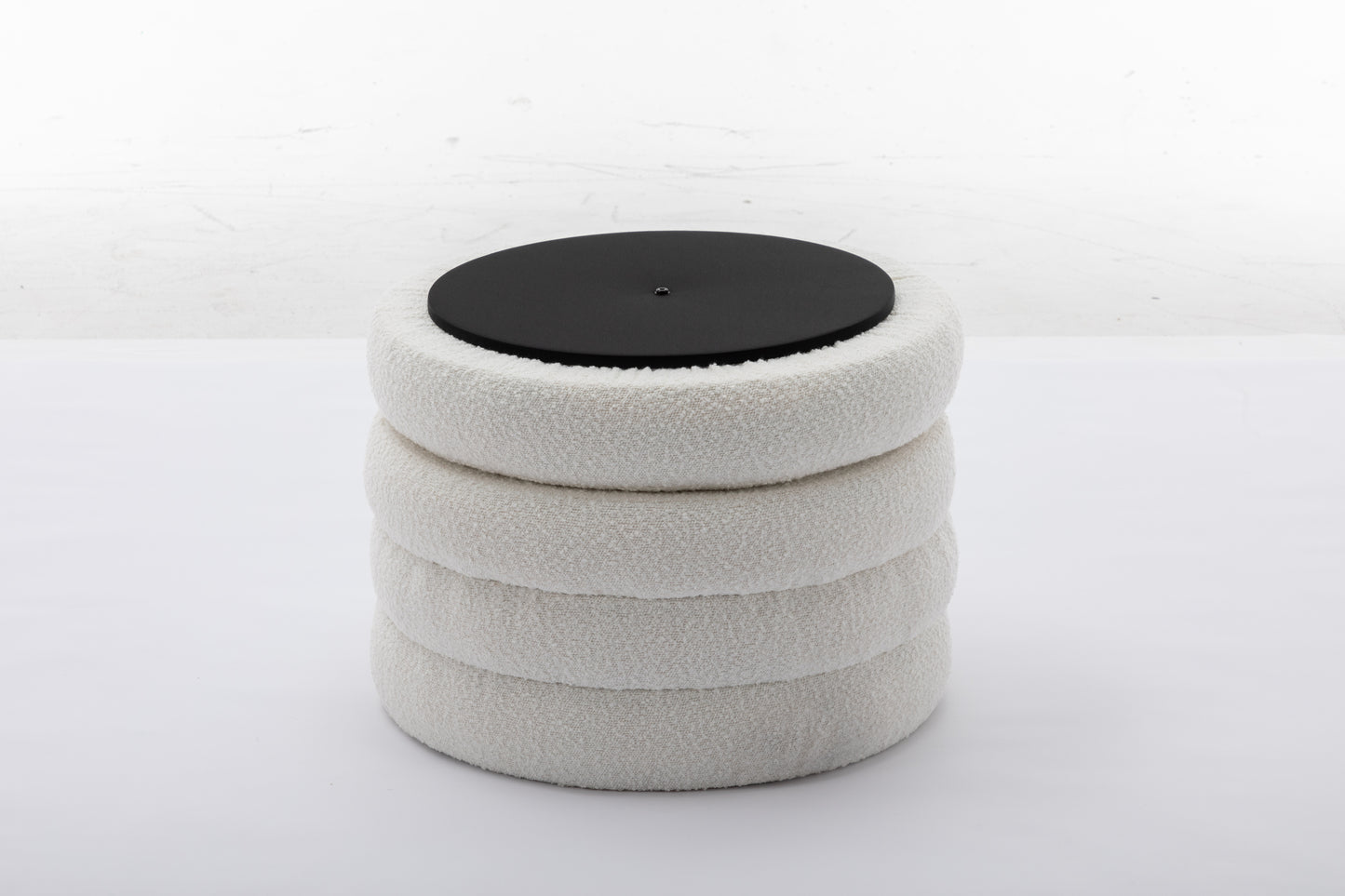 Elegant Ivory Storage Ottoman