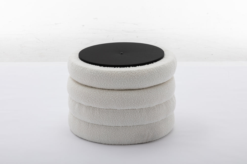 Elegant Ivory Storage Ottoman