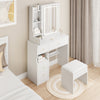 Chic Compact Vanity Set with LED Mirror and Cushioned Stool