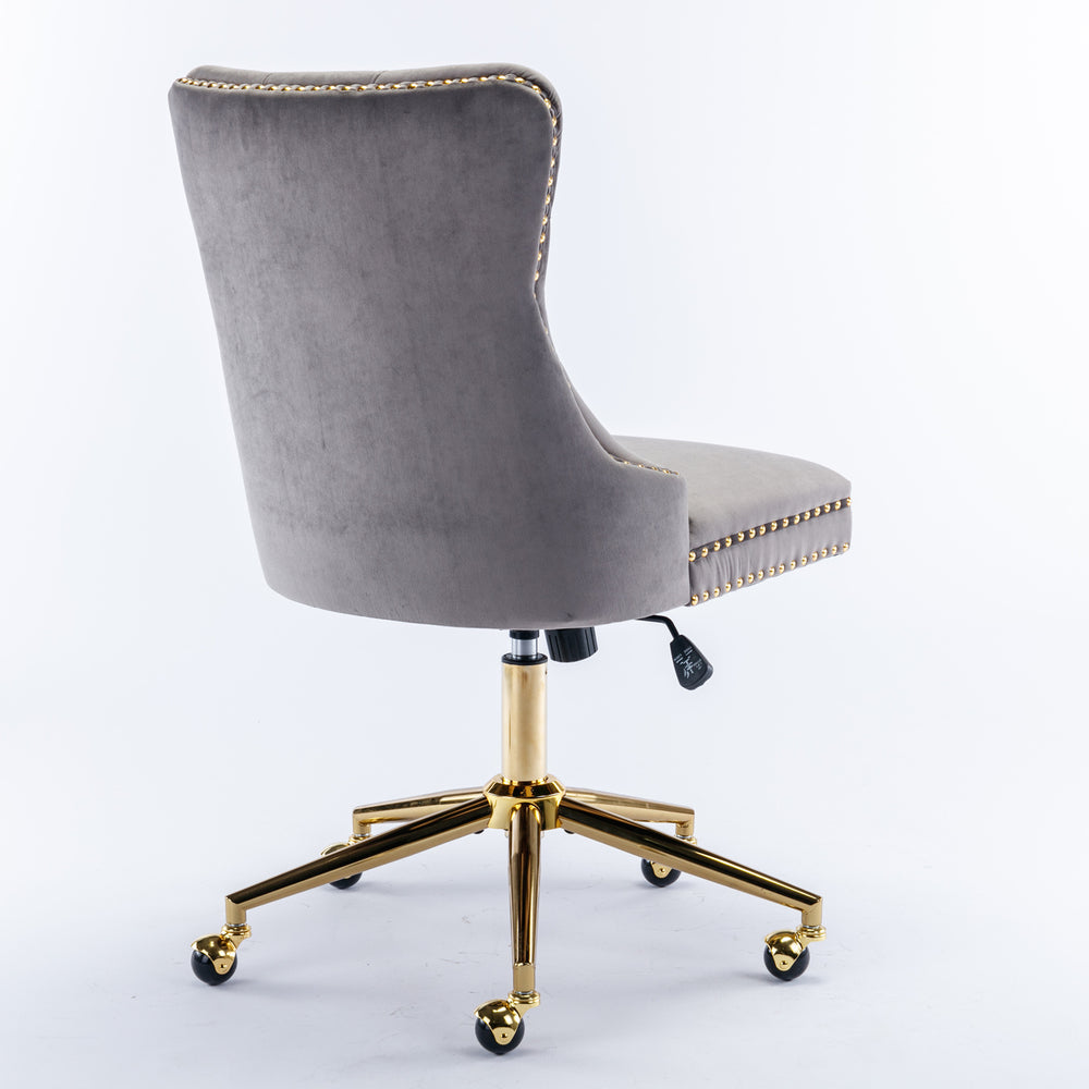 Velvet Luxe Office Chair with Gold Base