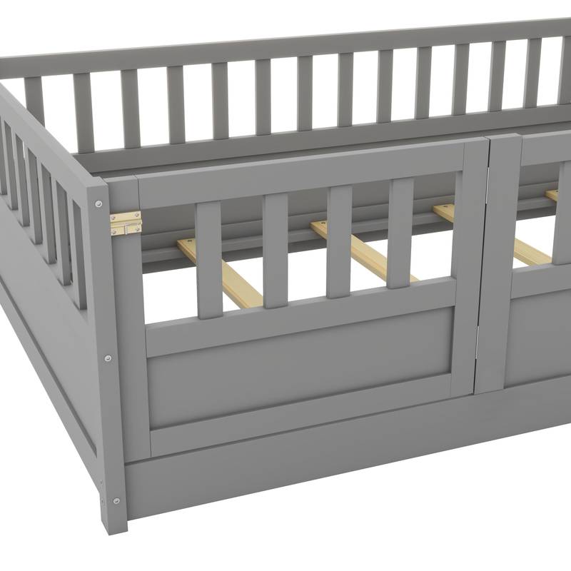 Cozy Montessori Twin Floor Bed with Safety Barrier