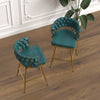 Chic Blue Swivel Bar Stools with Golden Legs - Set of Two