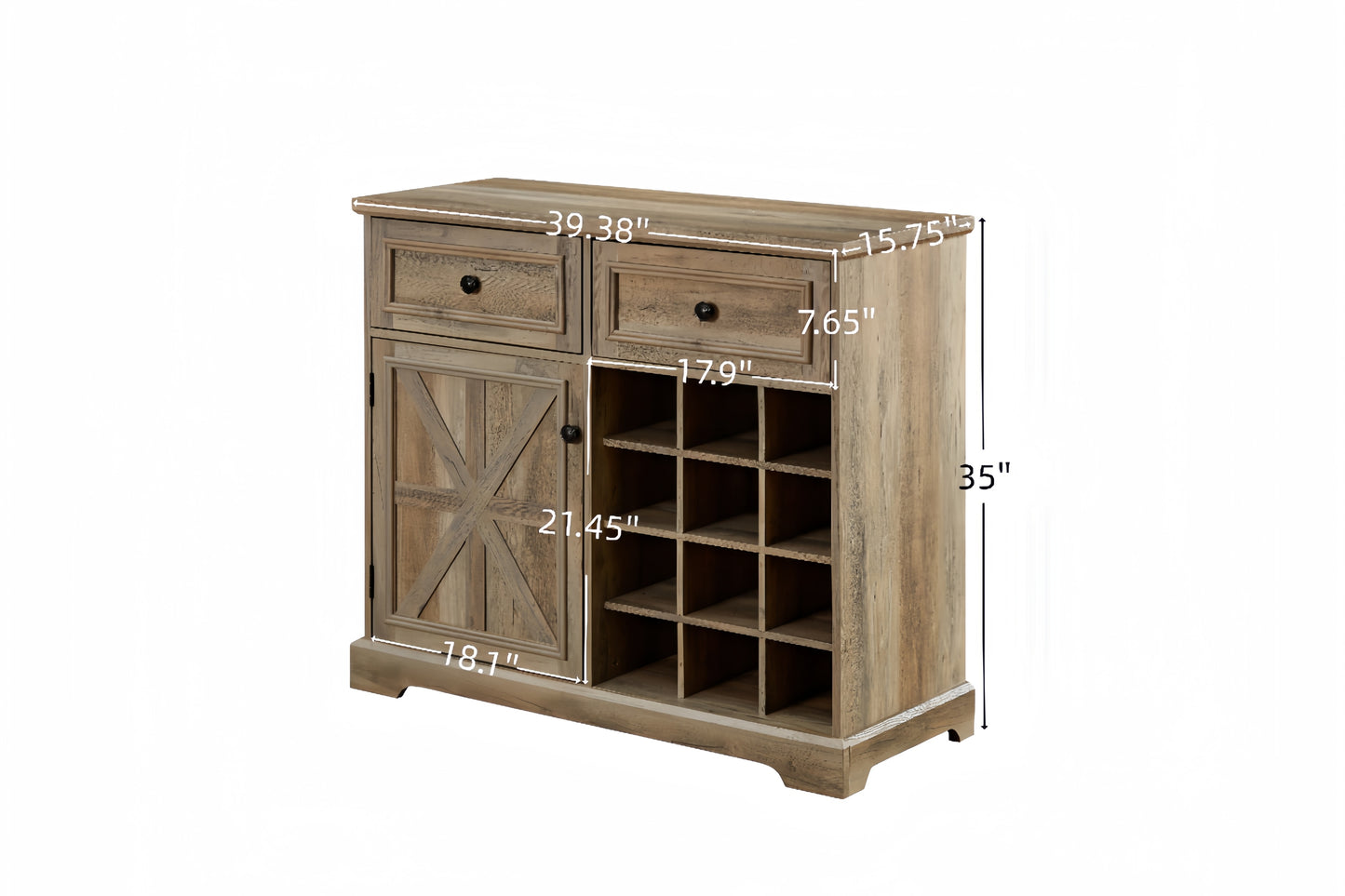 Chic Farmhouse Buffet & Wine Bar Cabinet