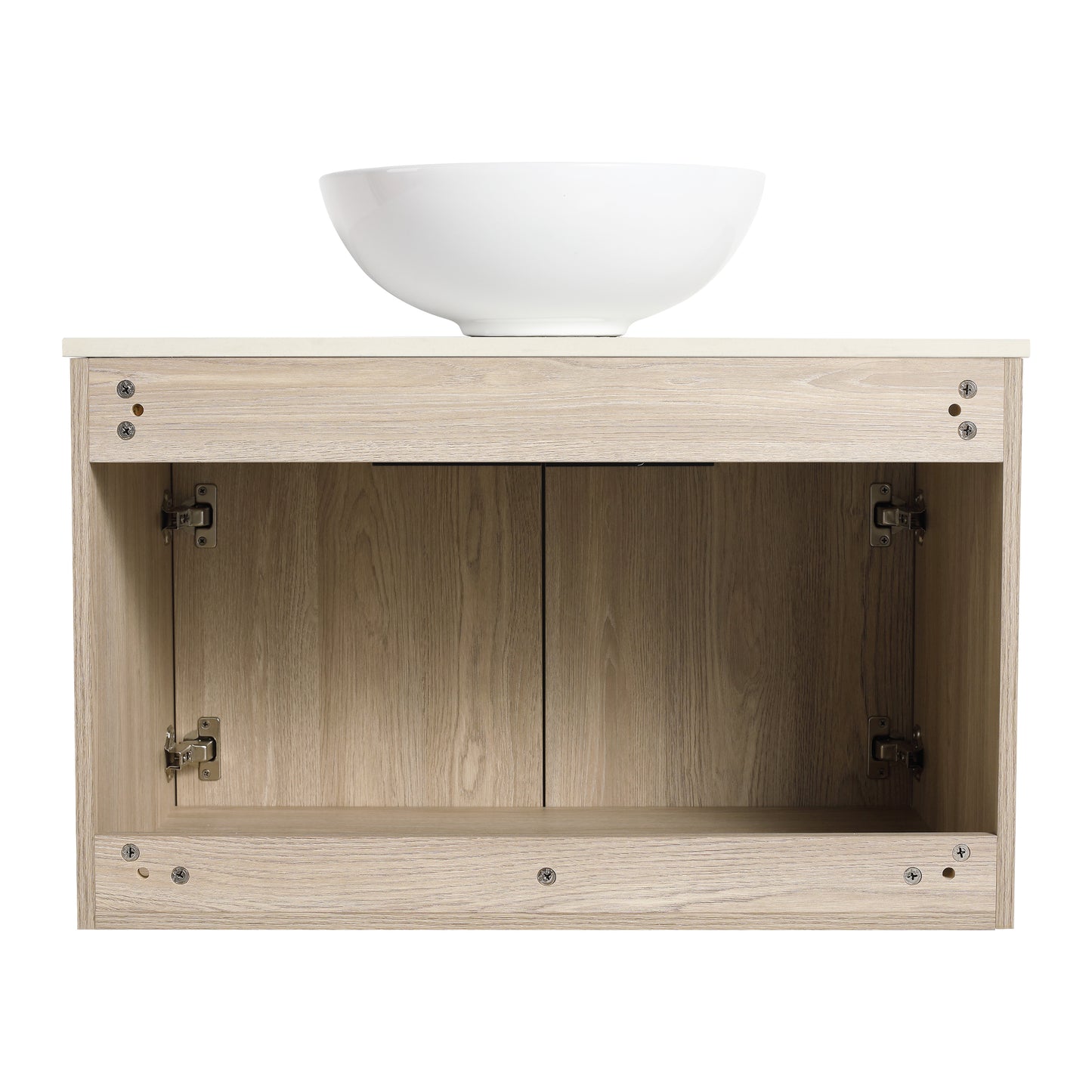 Sleek Oak Wall-Mounted Float Vanity with Ceramic Basin