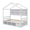 Cozy Twin House Bed with Roof & Storage