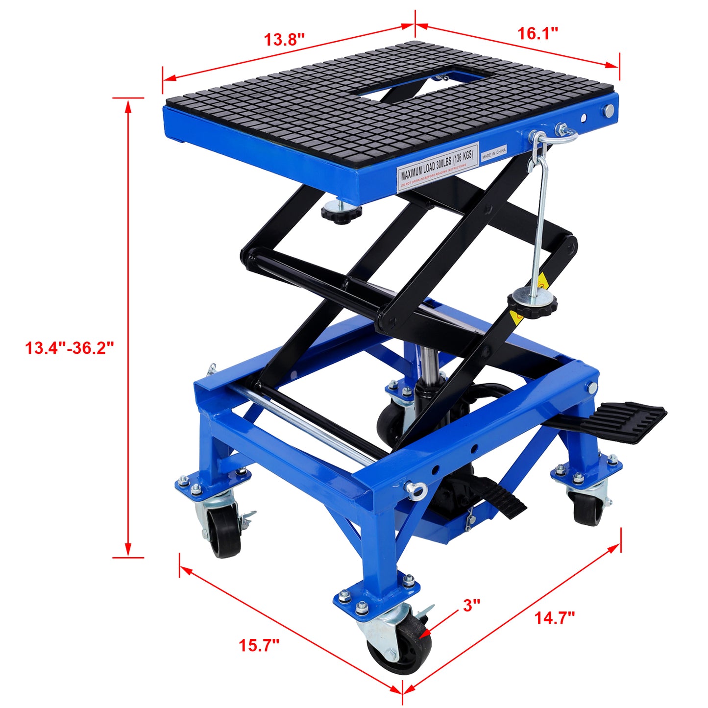 Blue Hydraulic Motorcycle Scissor Lift Jack