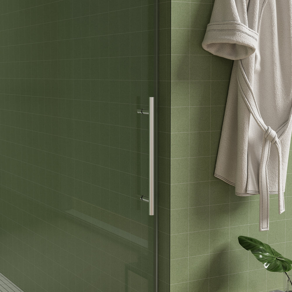 Sleek Brushed Nickel Sliding Shower Door with Easy-Clean Glass