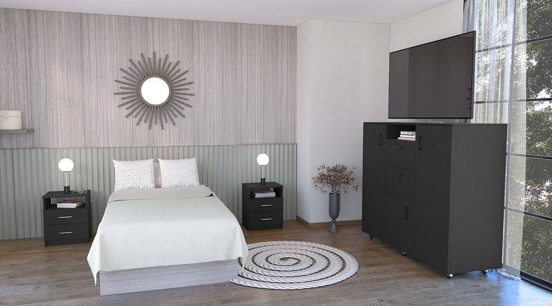 Milano Bedroom Bliss Set: Stylish Dresser & Nightstands in Black
