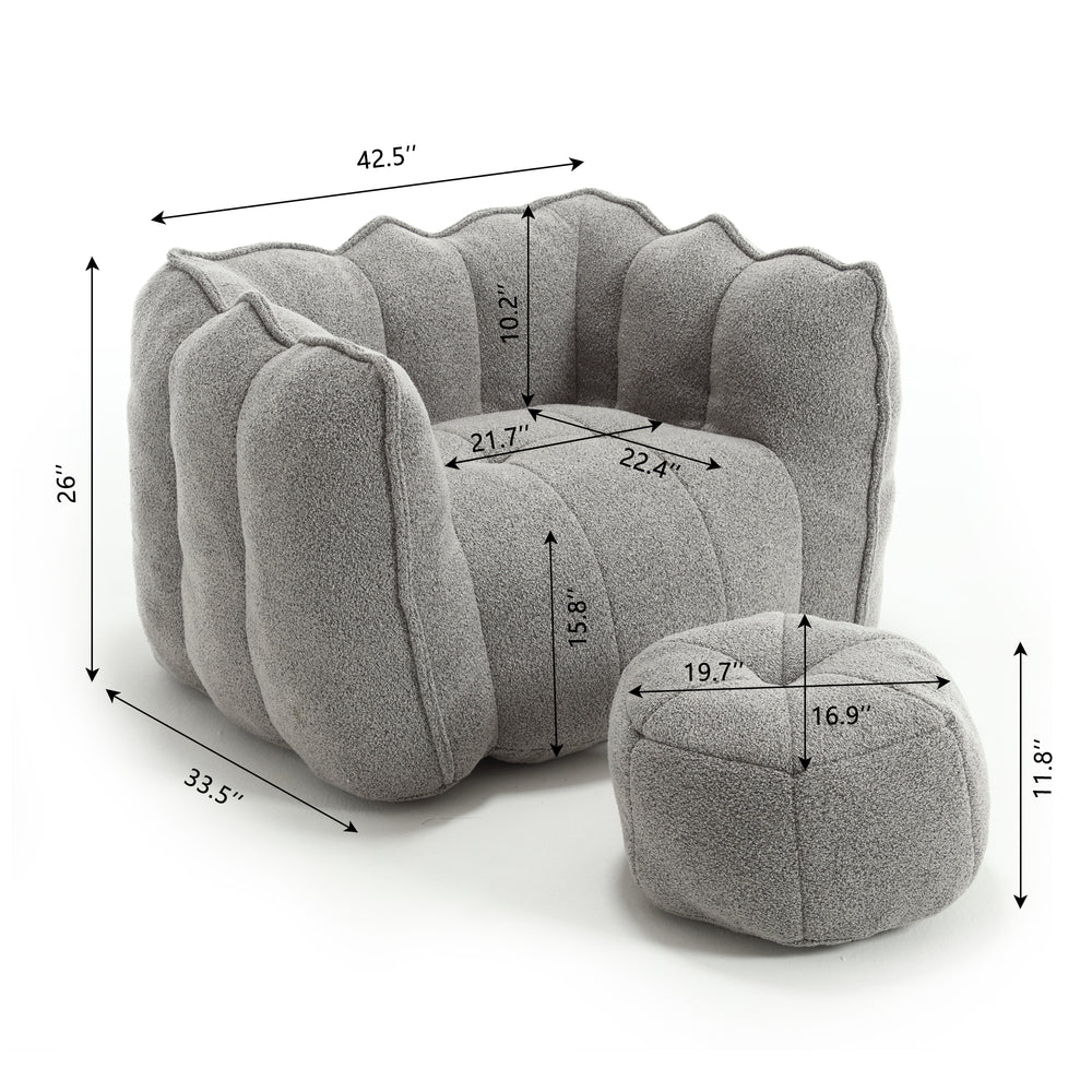 Cozy Square Bean Bag Lounge Chair with Footstool