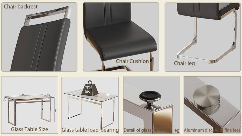 Elegant Glass Dining Set for Four