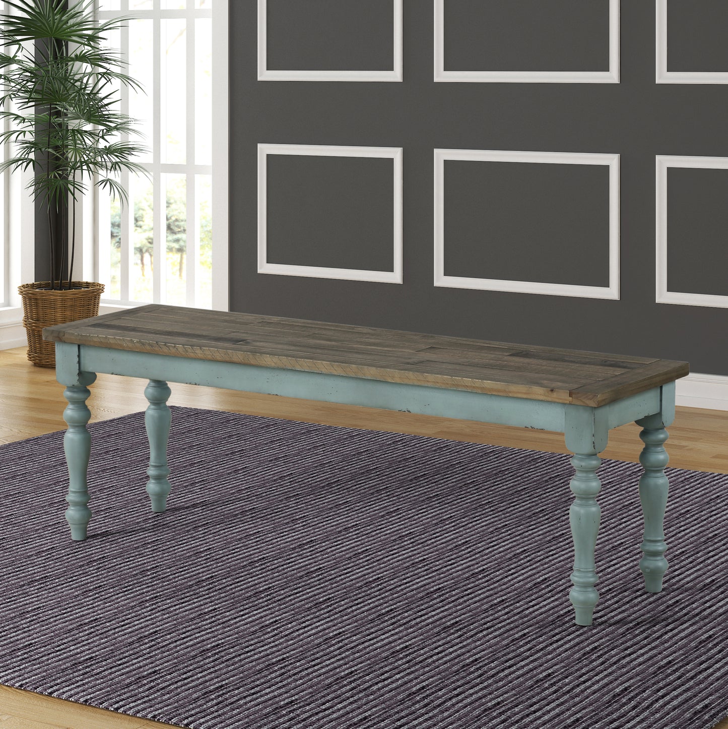 Rustic Charm Upholstered Dining Bench