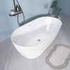 Sleek White Freestanding Soaking Tub with Pop-Up Drain