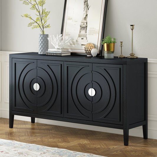 Groovy Retro Sideboard with Round Handle - Chic Black Design for Any Room