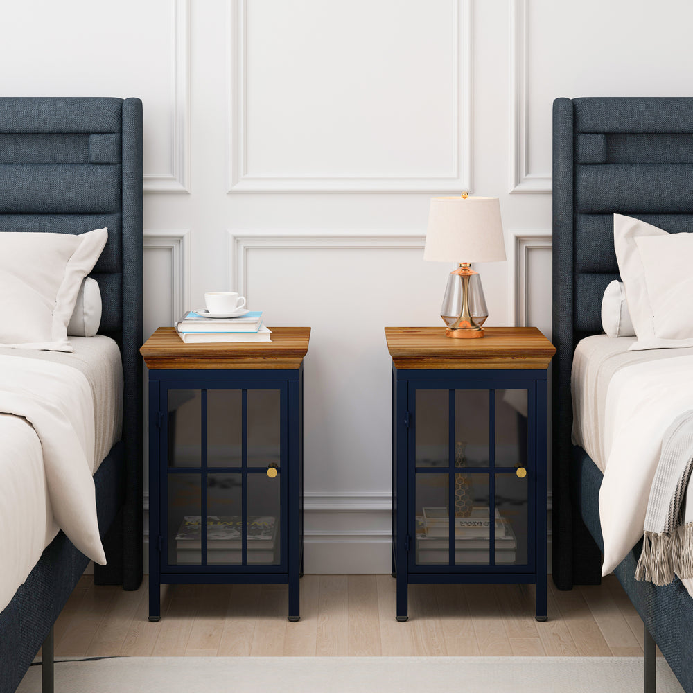 Chic Blue Nightstands with Storage