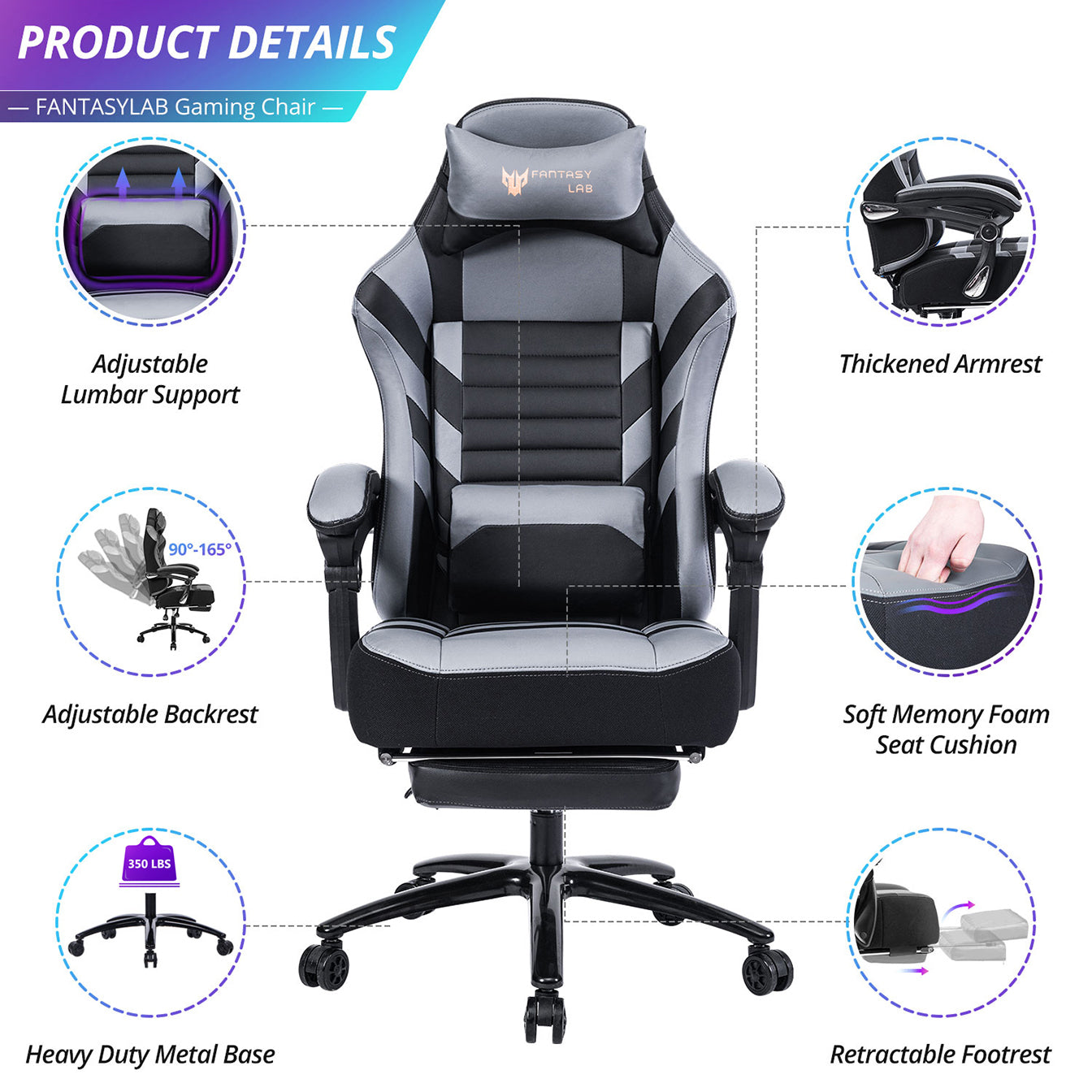 Vanbow Adjustable Swivel Gaming Chair