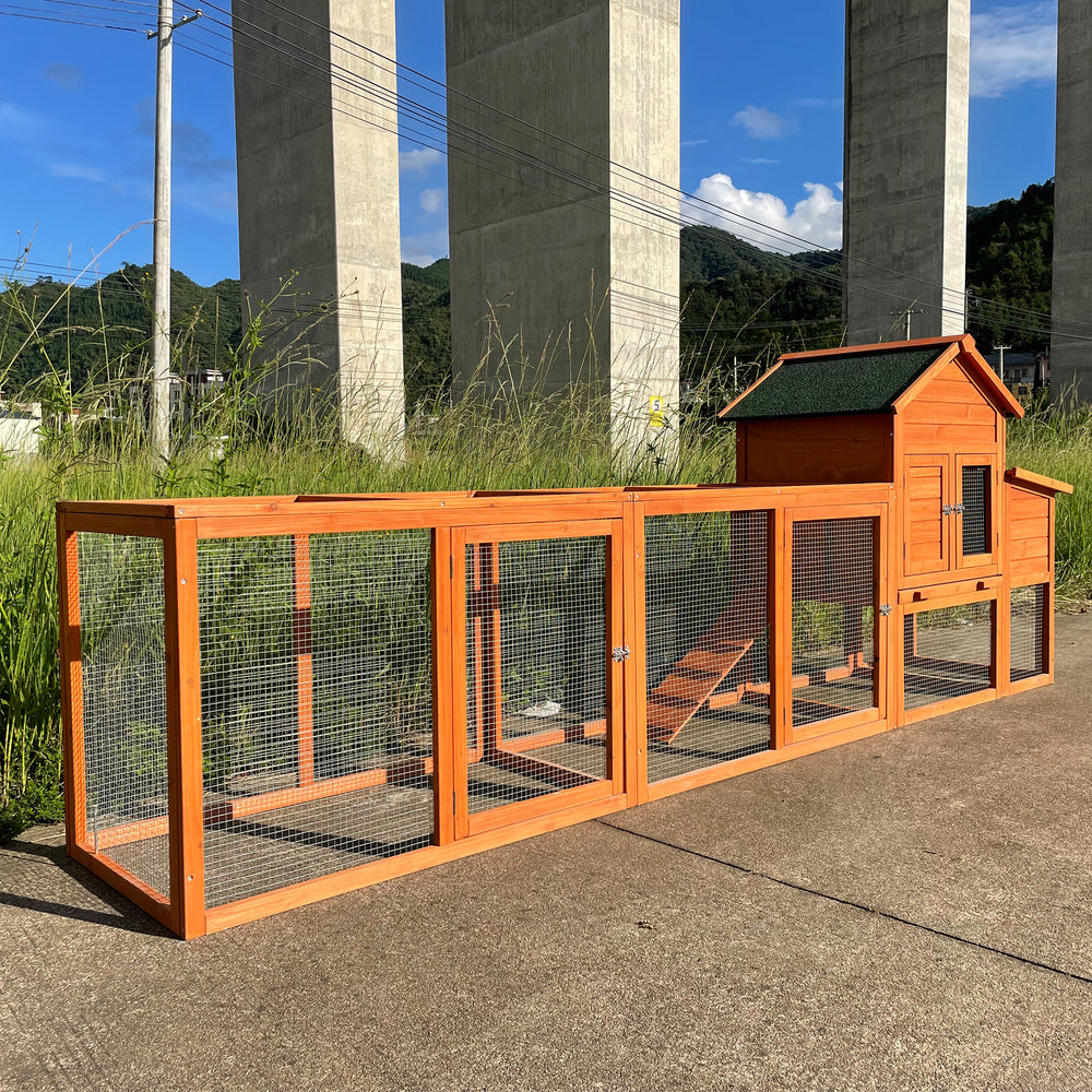 Cozy Coop Haven: Spacious Wooden Hen House with Nest Box and Wire Enclosure