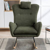 Cozy Rocking Chair with Pocket - Soft Teddy Fabric Glider in Dark Green