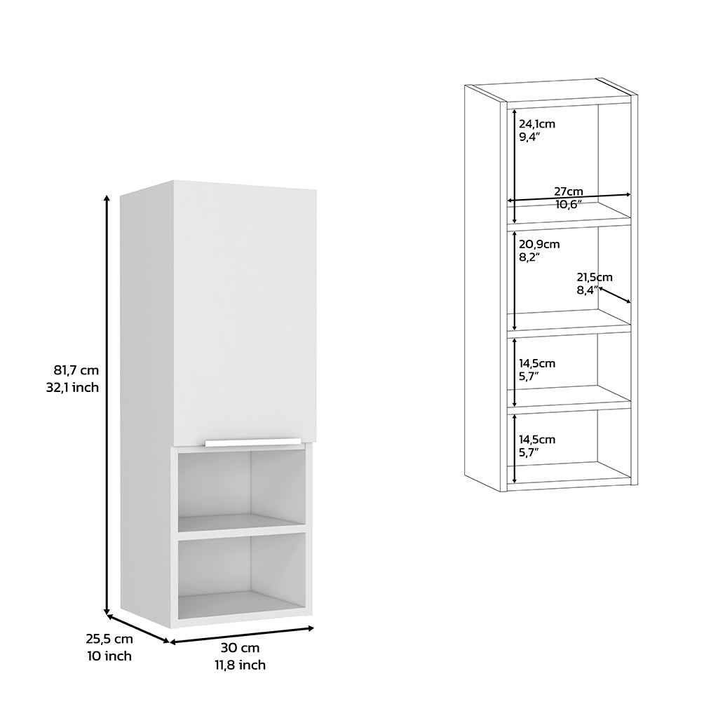 Hazelton White Medicine Cabinet with Open Shelves