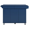 Navy Blue Rolling Kitchen Island with Drop Leaf & Storage