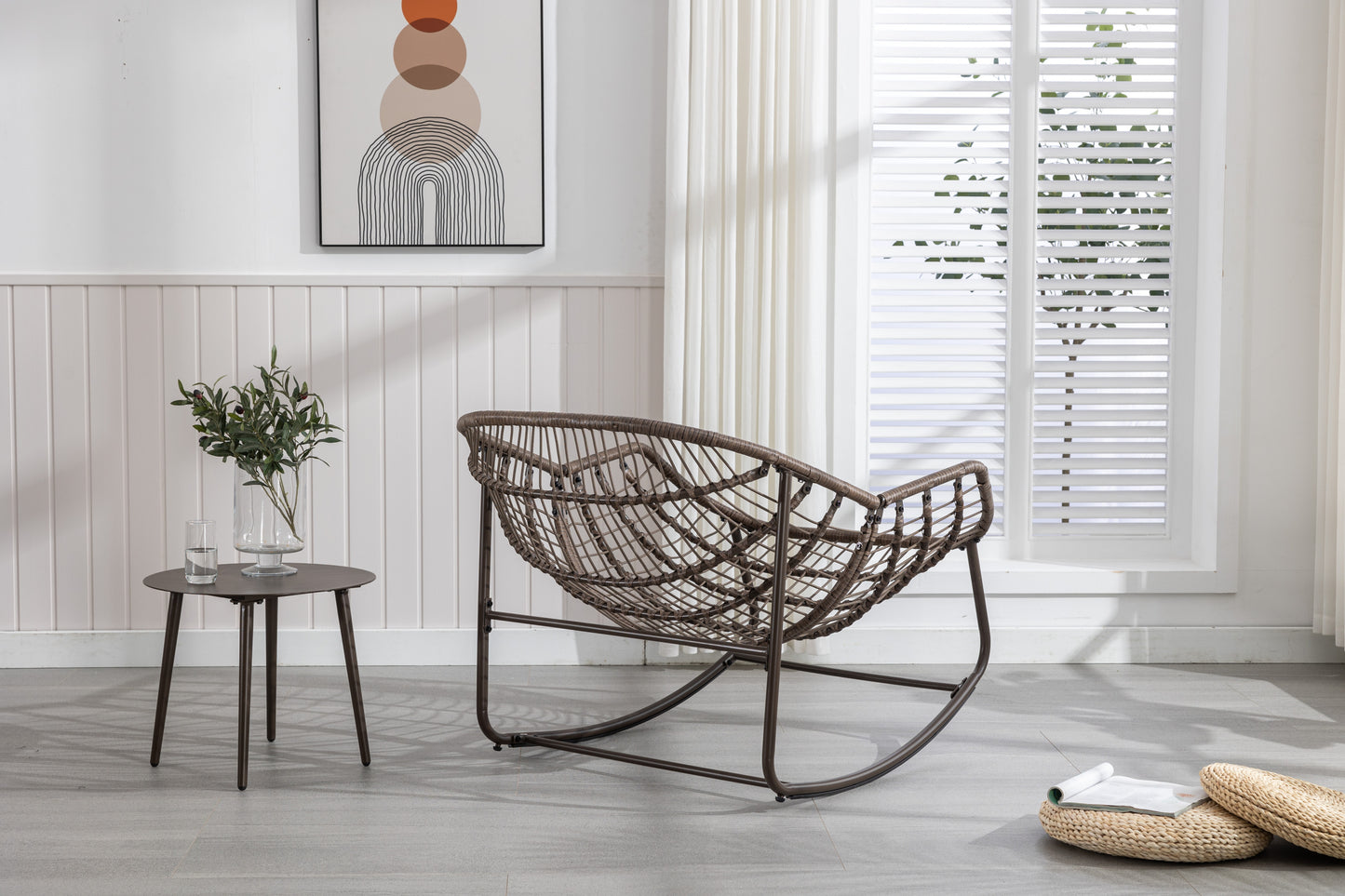 Cozy Orange Rattan Rocker