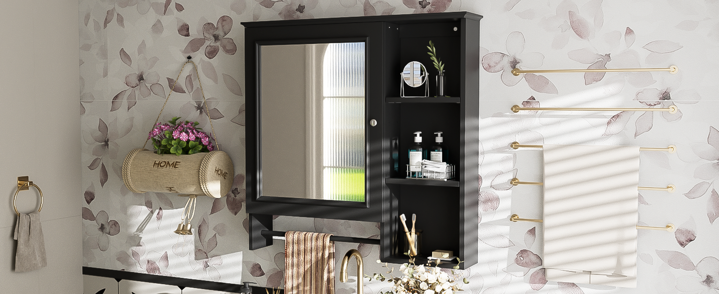 Stylish Wall-Mount Bathroom Cabinet with Mirror & Adjustable Shelves